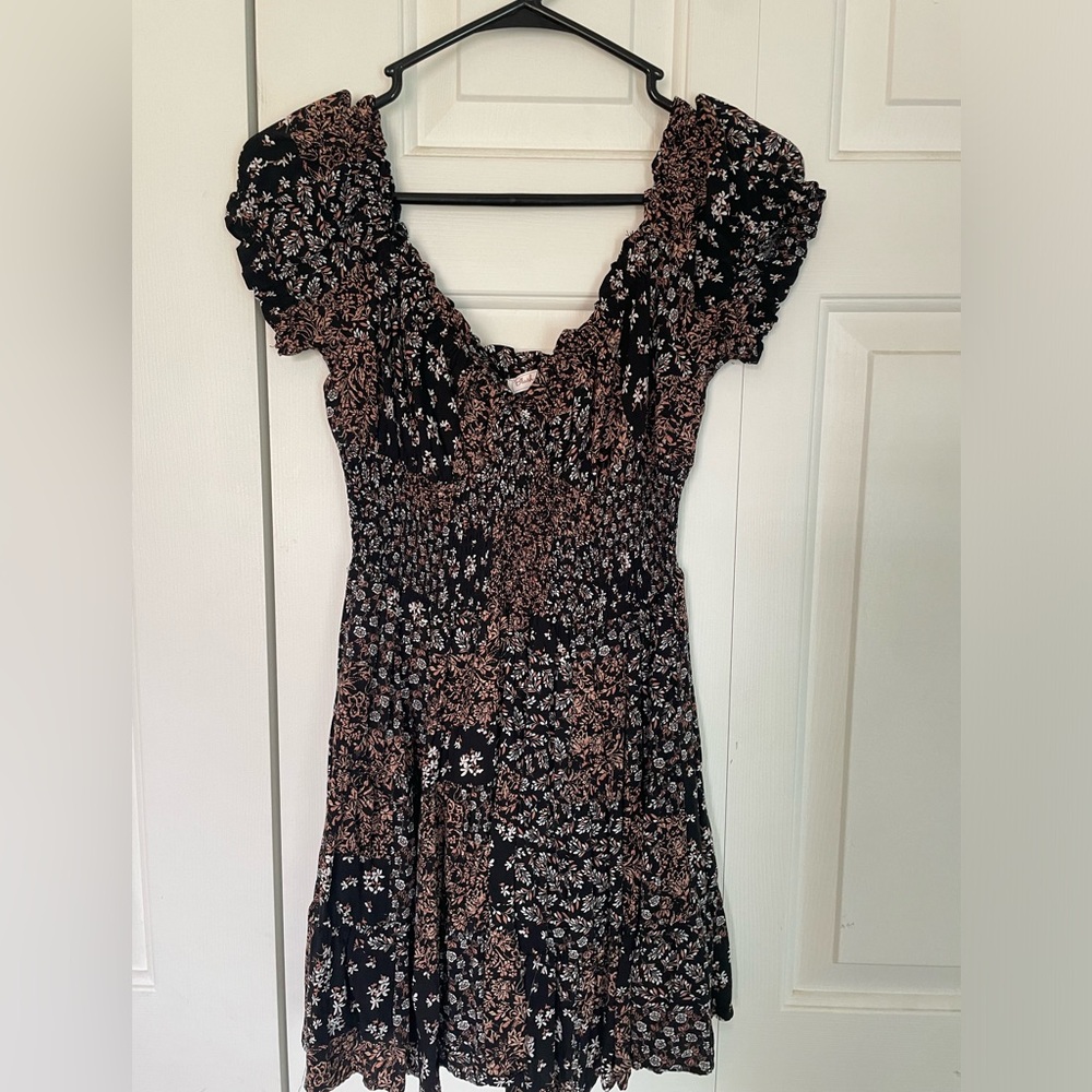 Floral Black and Brown Women's Dress